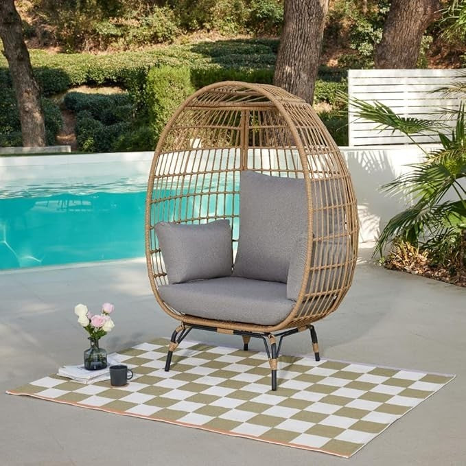 Luxury Rattan Egg Chair Indoor Outdoor Garden Furniture with Cushions & Cover