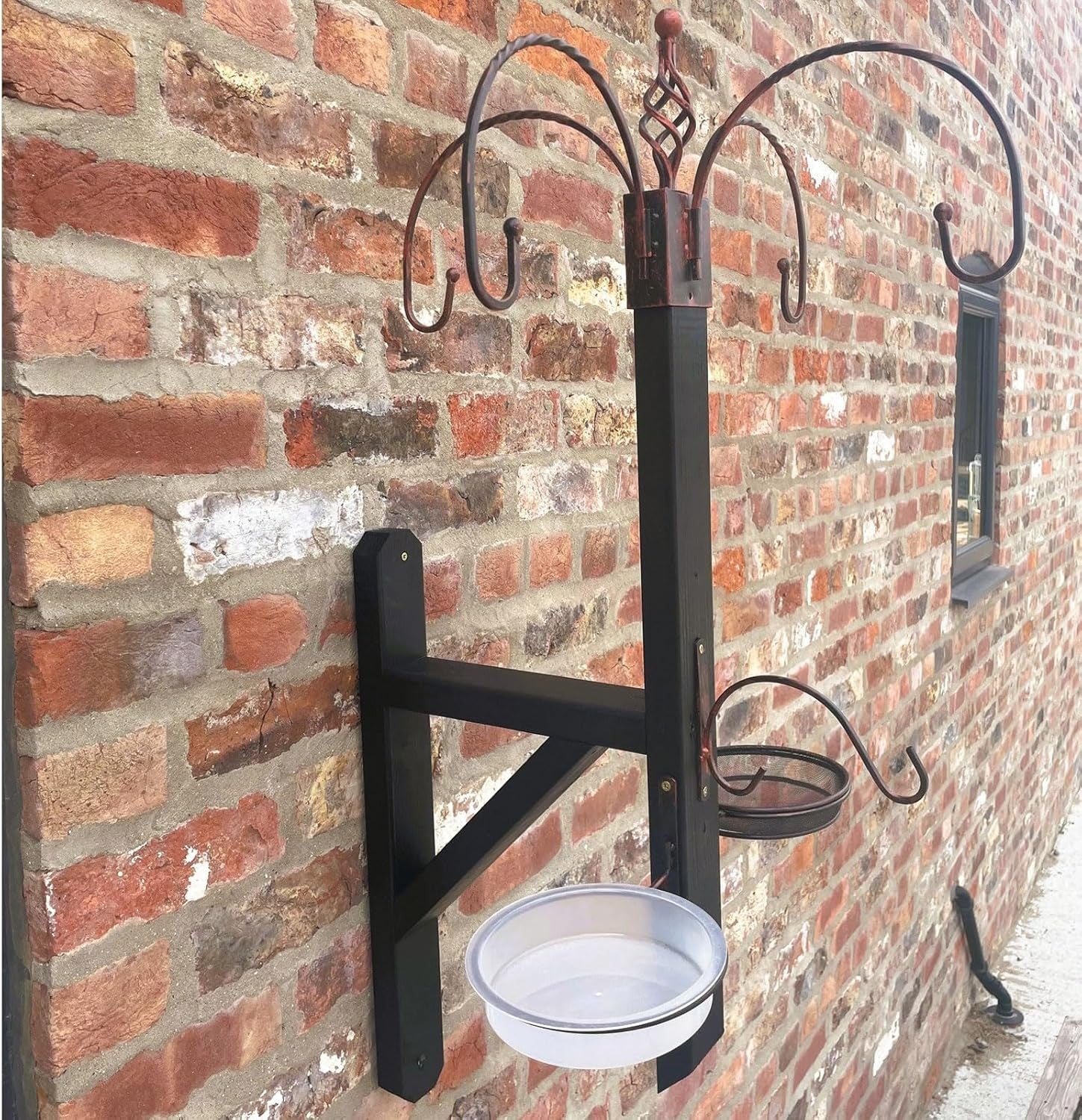 Wall Mounted Bird Feeding Station with Water Bath & Seed Trays Outdoor Garden