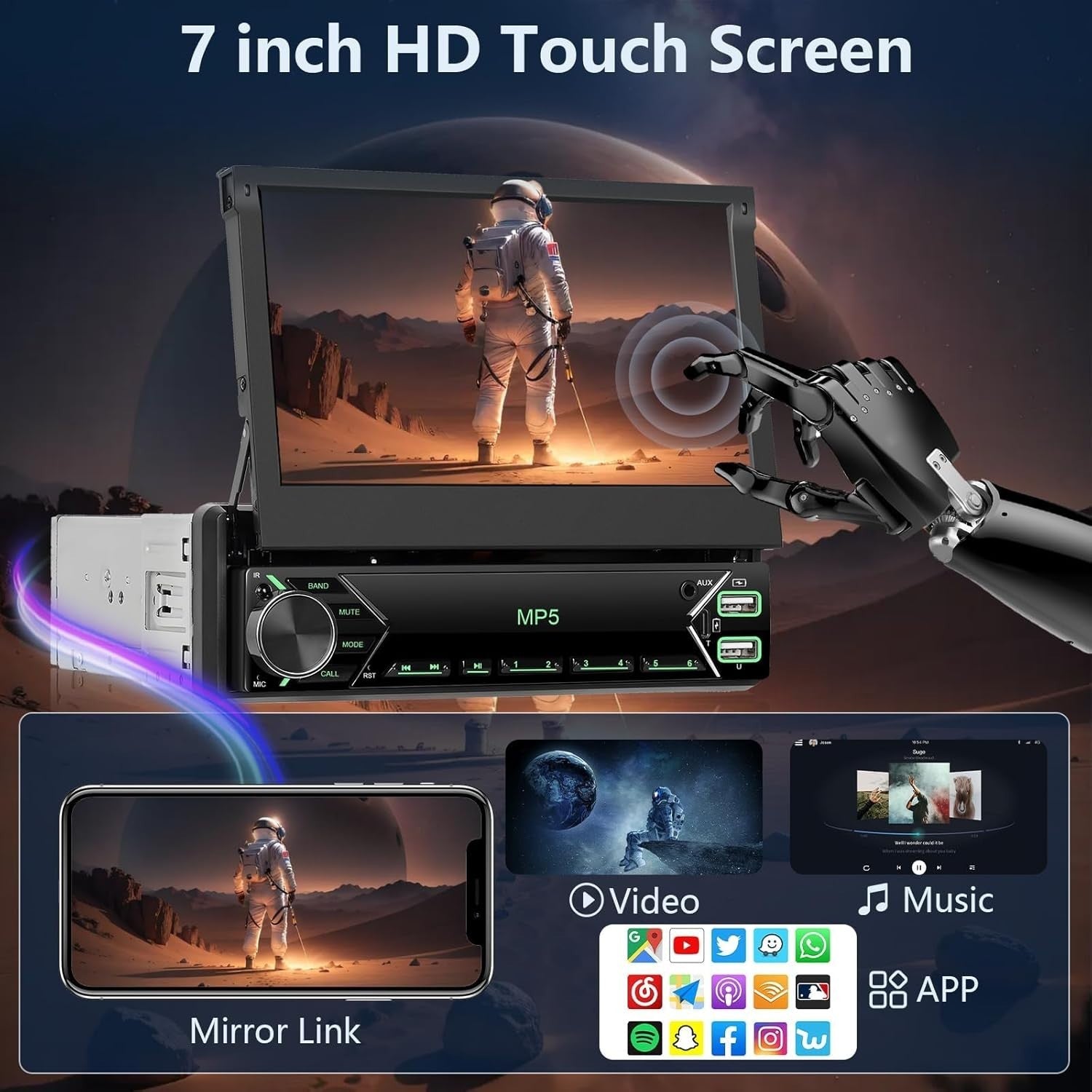 7" Touchscreen Car Stereo Wireless CarPlay Android Auto DAB+ FM
