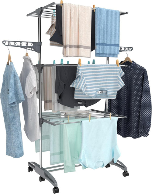 4 Tier Clothes Airer Drying Rack  Folding Stainless Steel Laundry Stand