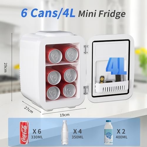 4L Mini Fridge Cooler & Warmer | Portable AC/DC, Skincare & Drinks White