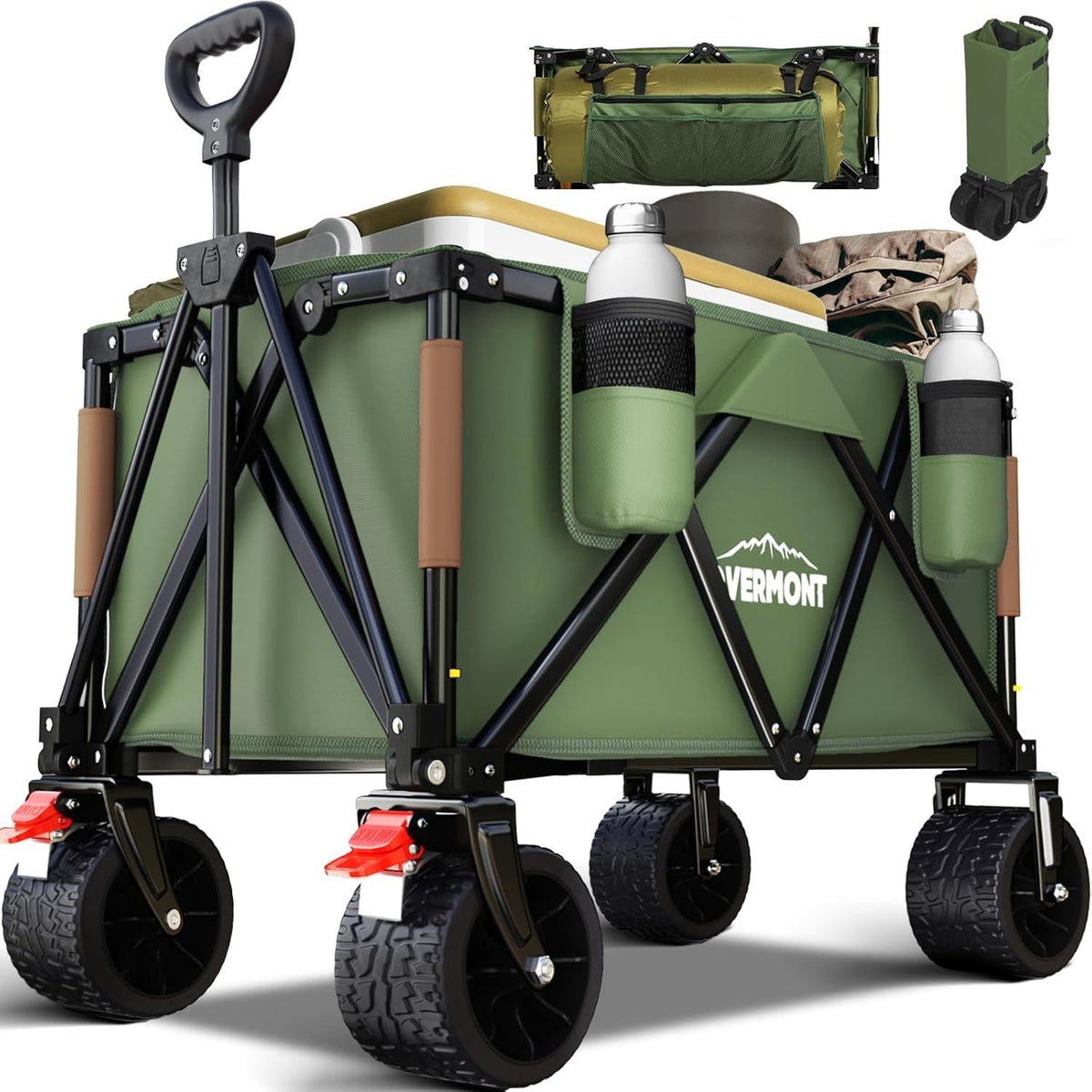 Heavy Duty Folding Festival Camping Wagon Trolley Cart 330lbs Green