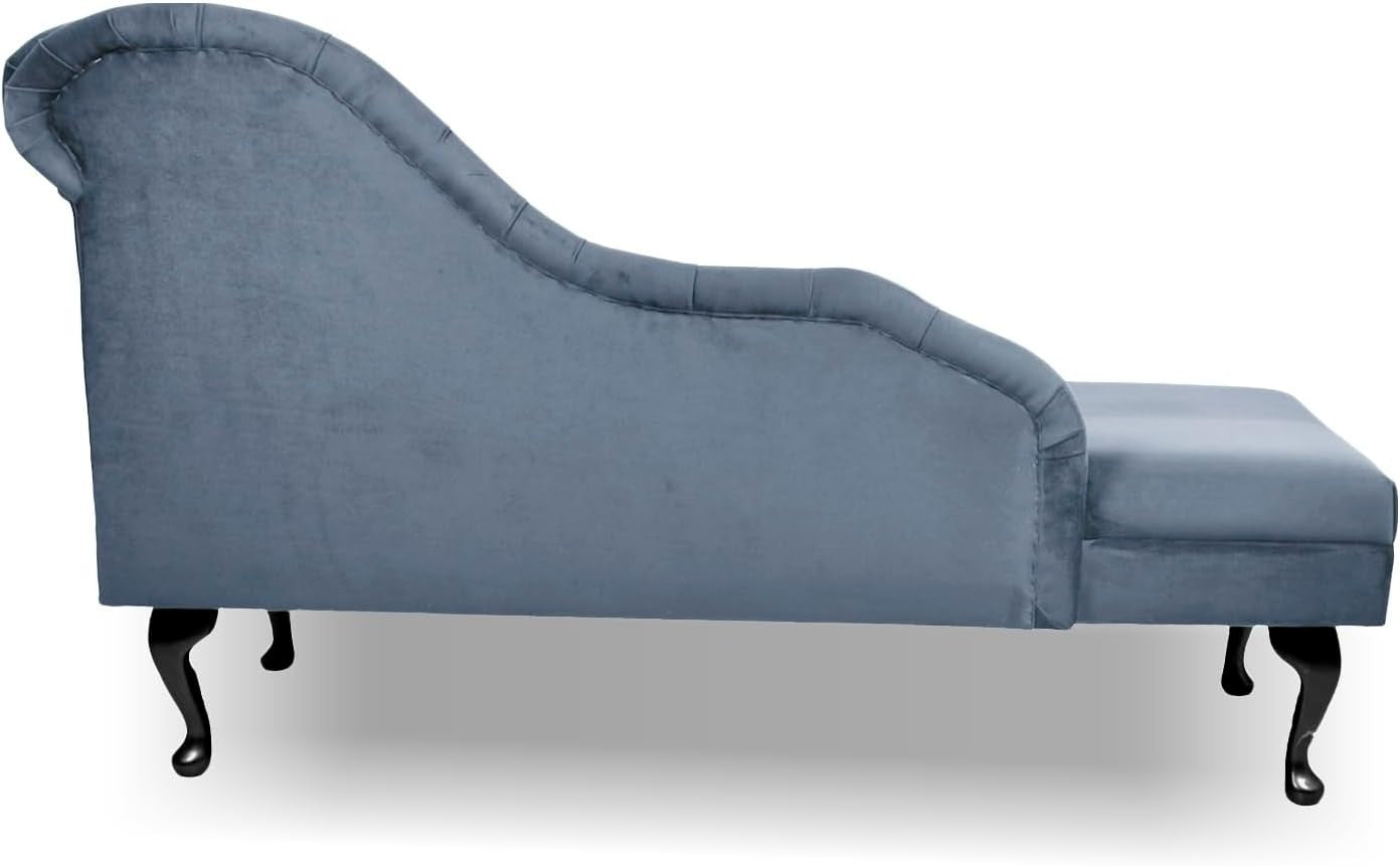 Velvet Tufted Chaise Lounge Sofa Right Hand – Handmade Durable Comfort Platinum