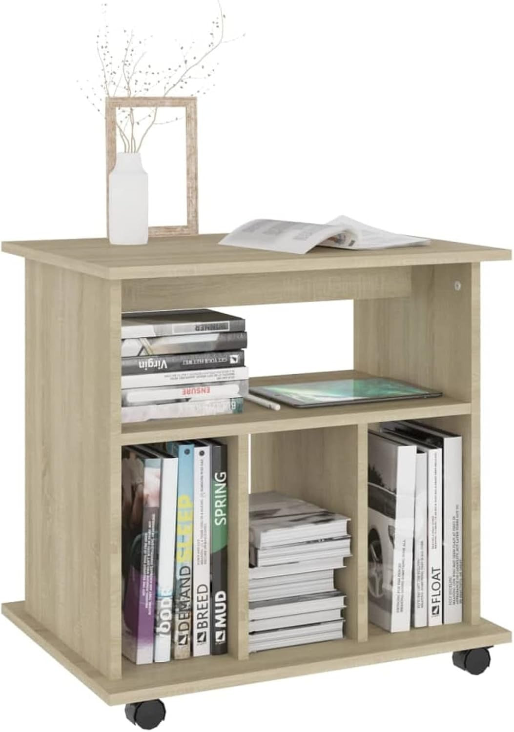 Sonoma Oak Rolling File Cabinet Wooden Under Desk Storage Unit