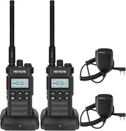 Professional Walkie Talkies 2 Pack Long Range 2600mAh LCD Speaker Mic