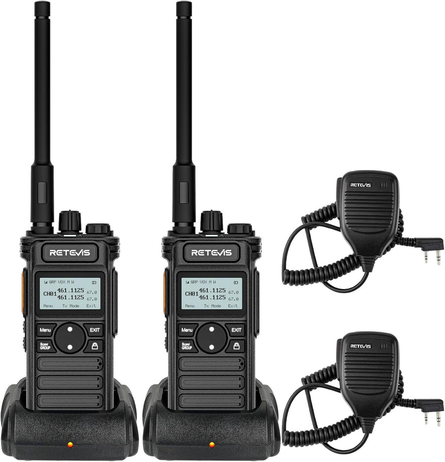 Professional Walkie Talkies 2 Pack Long Range 2600mAh LCD Speaker Mic