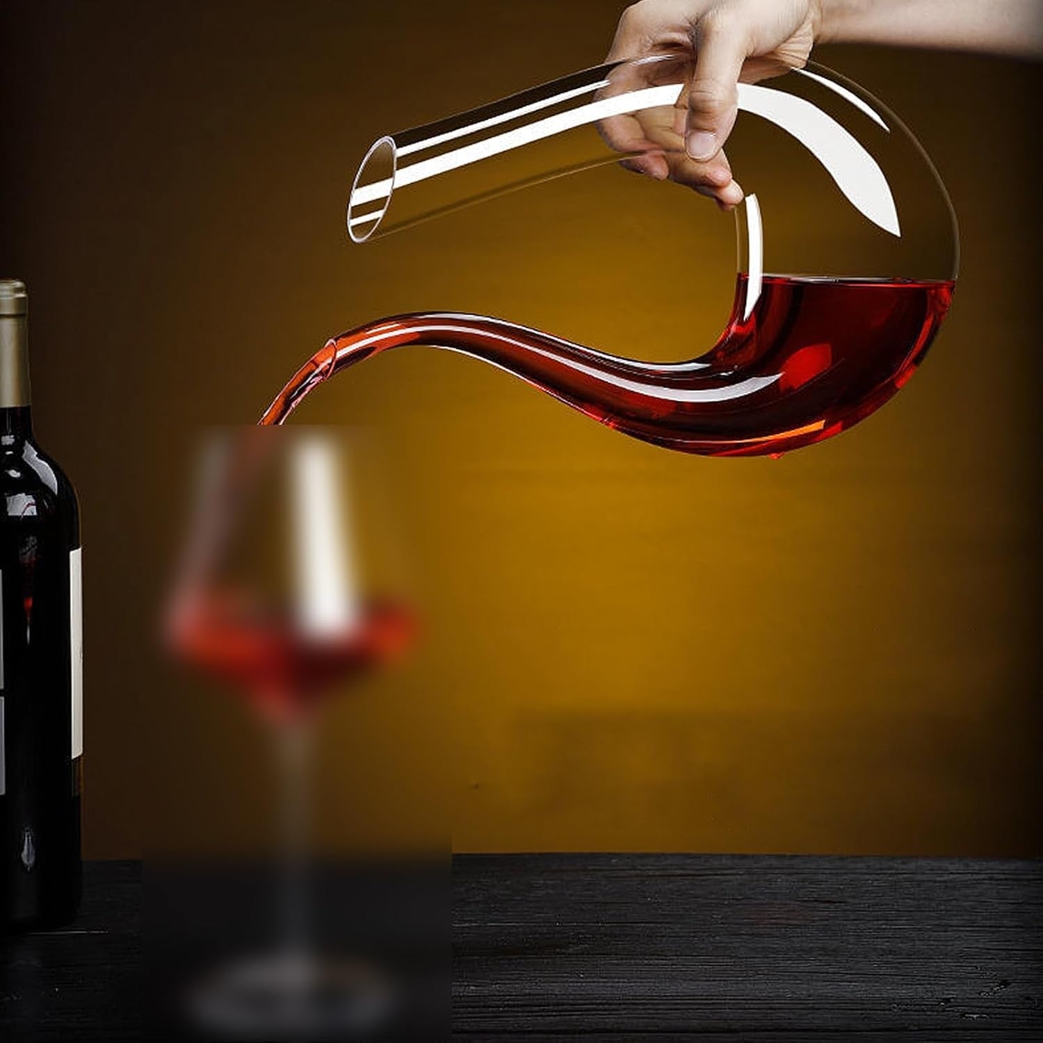 1.5L Crystal Wine Decanter Aerator | Elegant U-Shape Glass Carafe for Red Wine L