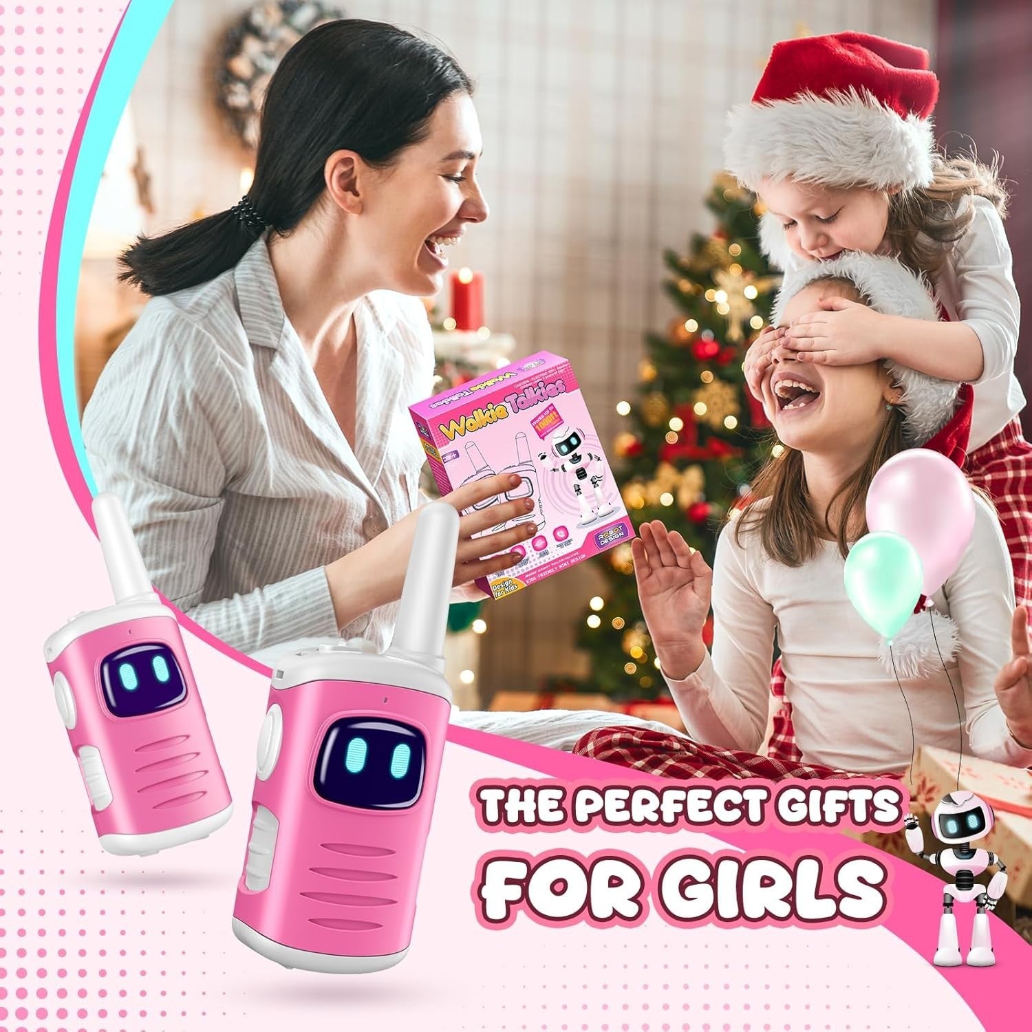 Kids Walkie Talkies White Pink Outdoor Toy Radios Girls Birthday Gift