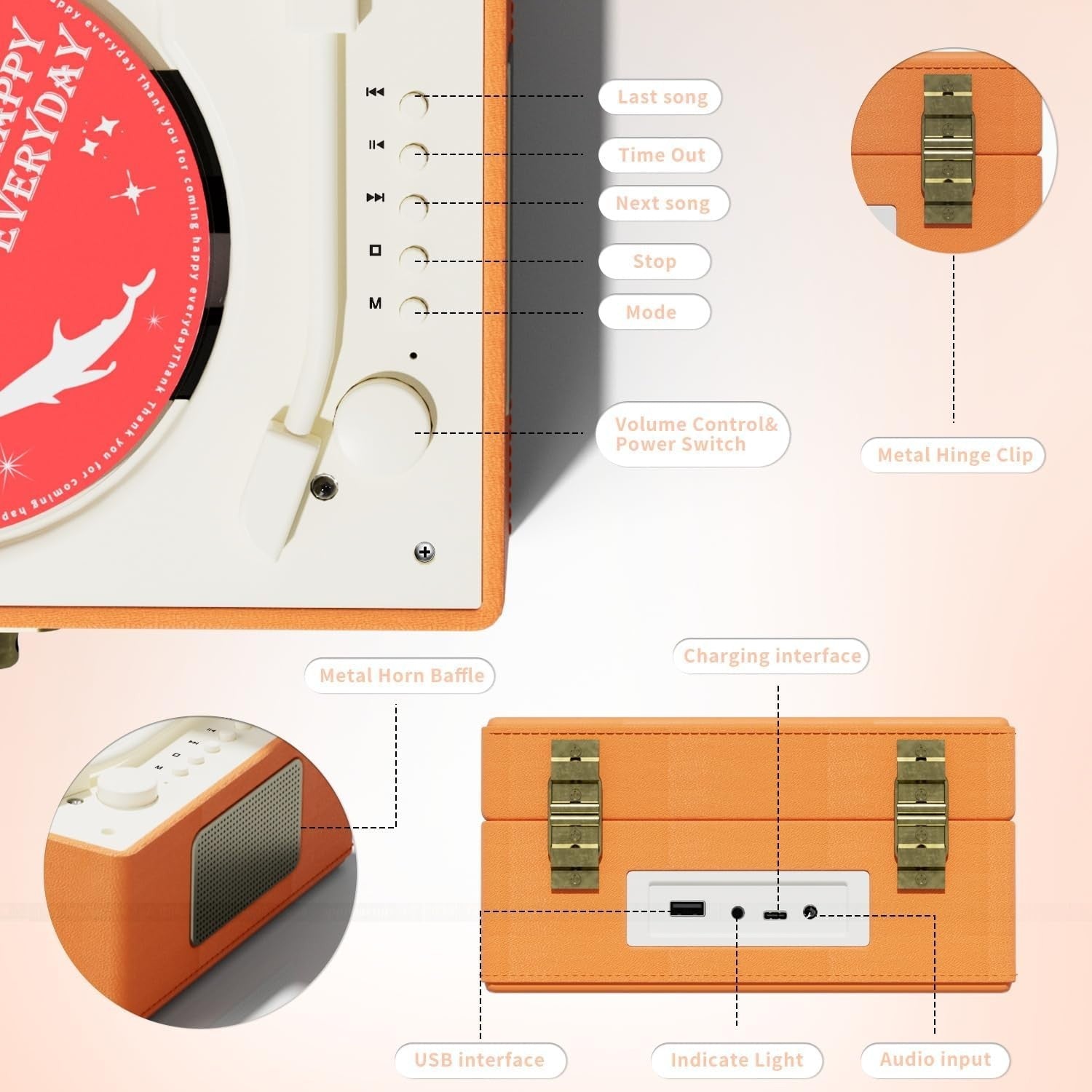 Portable Bluetooth CD Player with Speakers Rechargeable Music Box