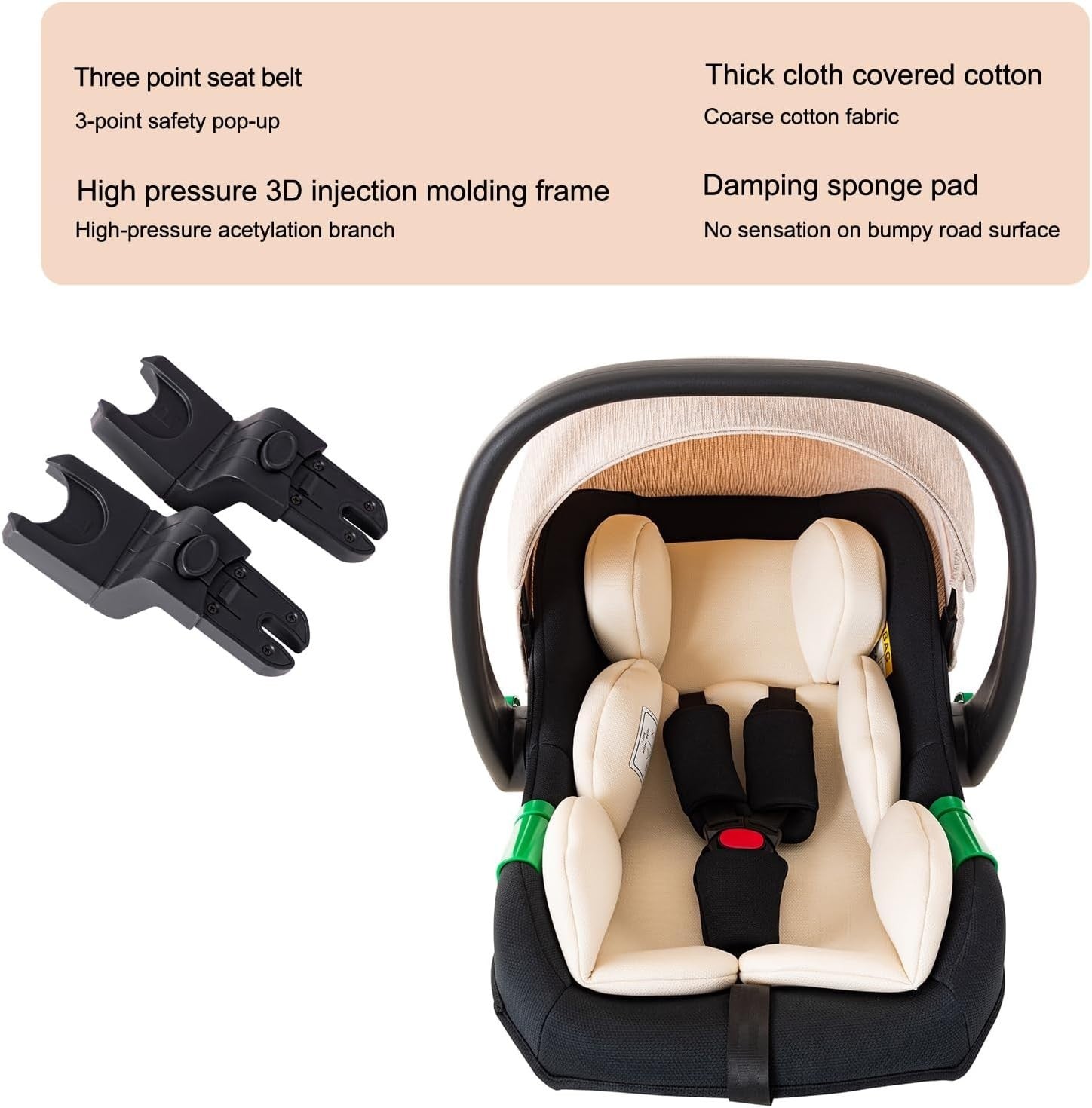 Pink 3in1 Baby Pram Travel Pushchair System Adjustable Handle Foldable 22kg