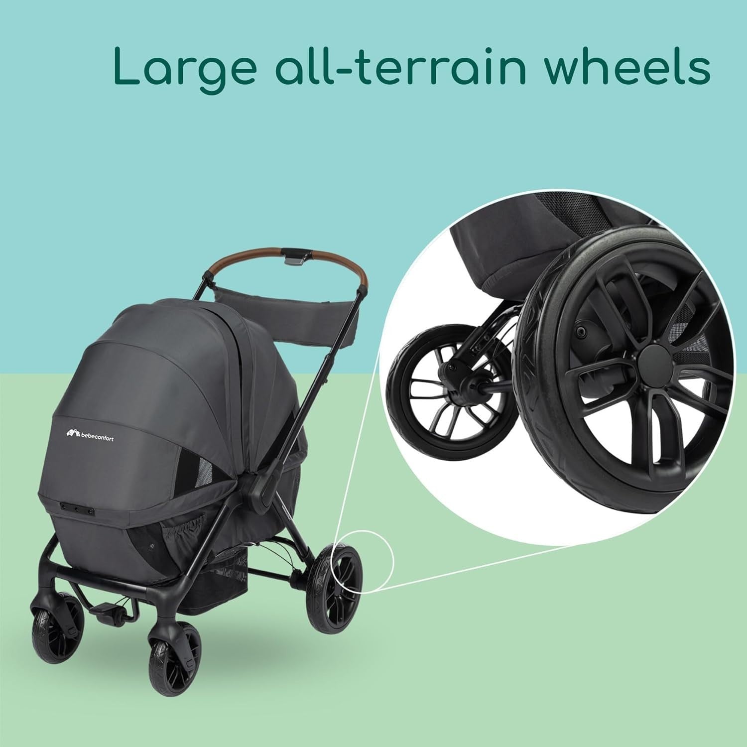 Twin Wagon Pushchair from Birth to 22kg, All-Terrain Wheels, Compact Fold