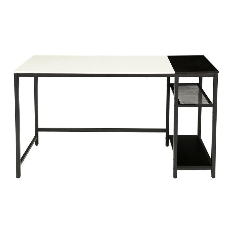 140cm Computer Desk with Storage Shelves Modern Home Office Table Black