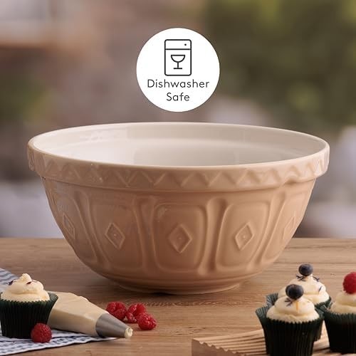 6L Cream Mixing Bowl 33cm Earthenware Classic Kitchen Bakeware