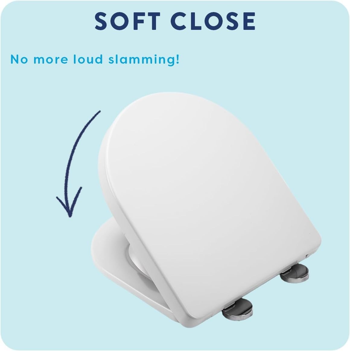 White D-Shape Toilet Seat Soft Close Quick Release Antibacterial Durable