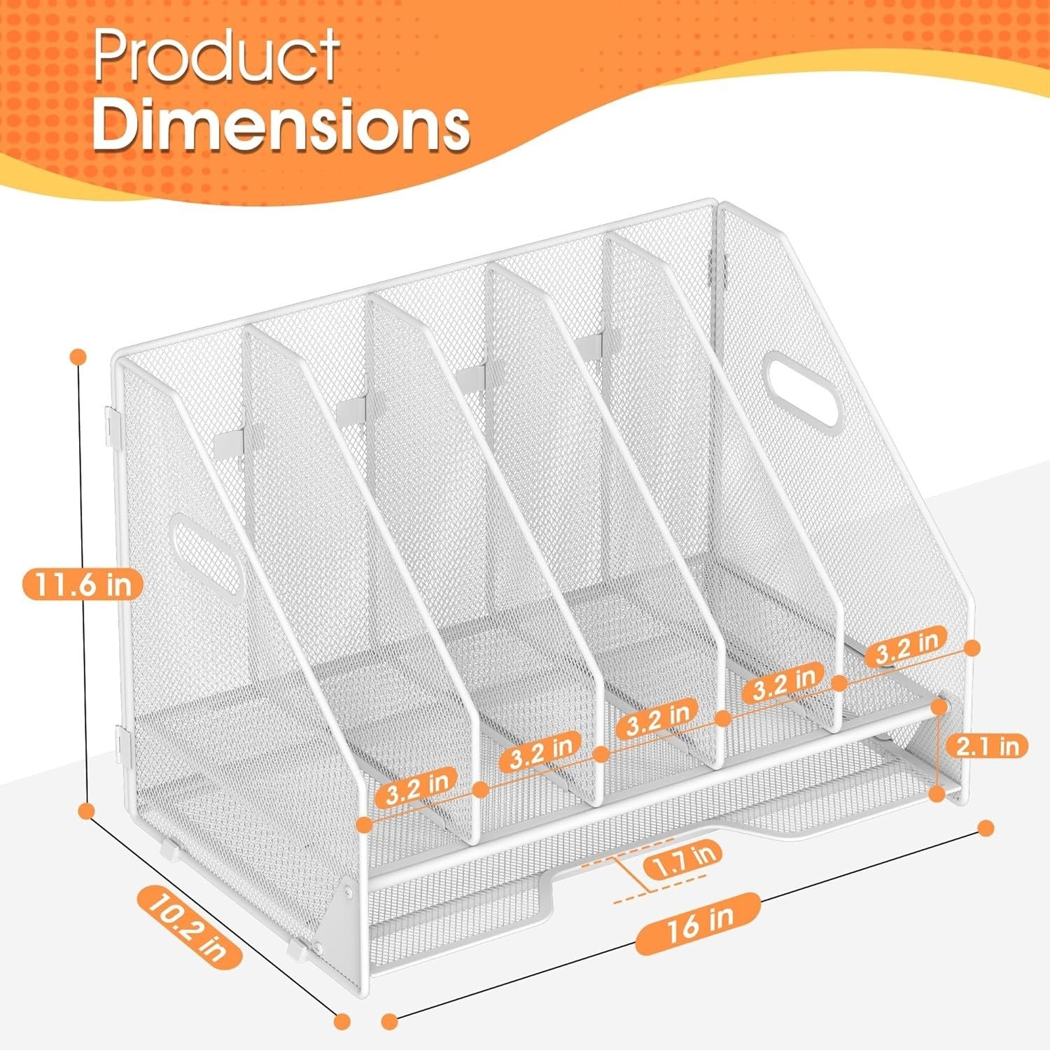 5-Tier Desk File Organizer | Vertical Mesh Magazine Holder & Paper Tray