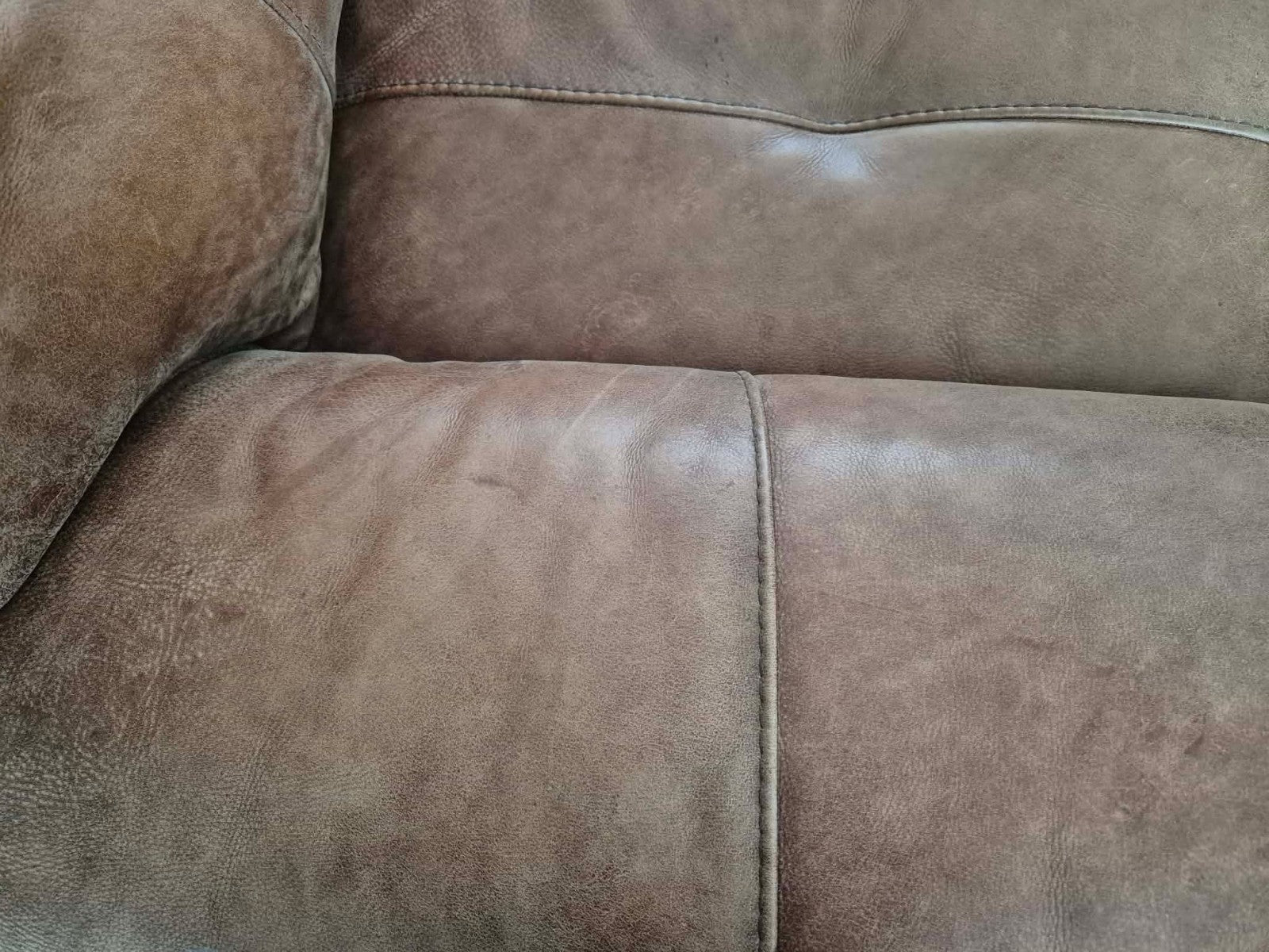 Rustic Tan/Brown Leather Corner Sofa + Armchair (PTP)