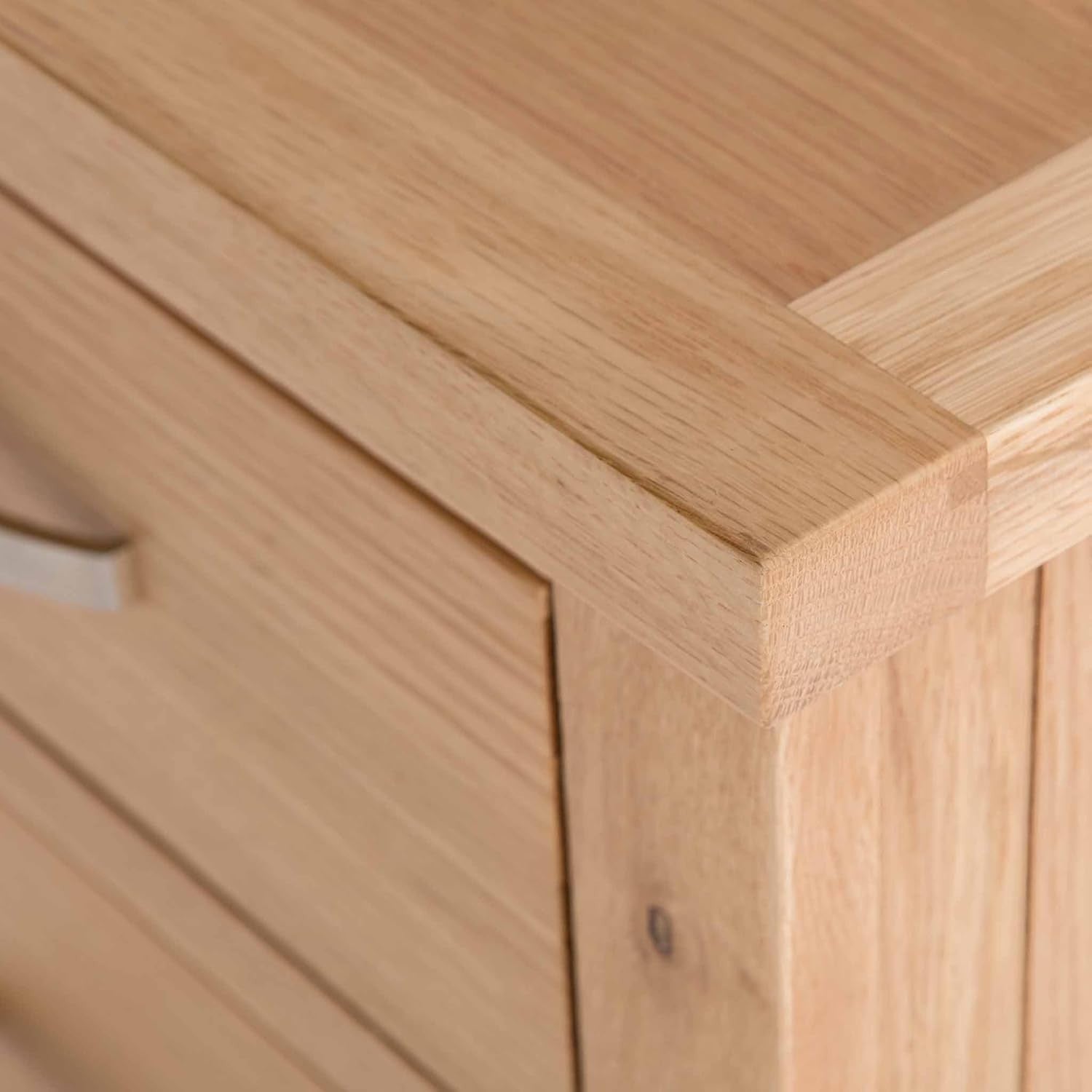 Solid Oak Bedside Table with 3 Drawers | Fully Assembled Wooden Nightstand