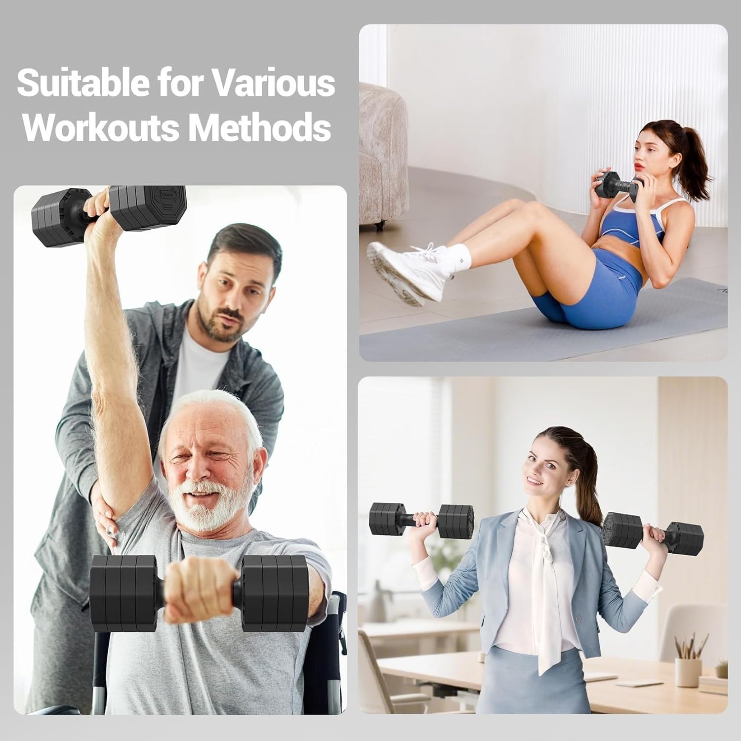 Adjustable Dumbbells Set of 2 2–5KG Non Slip Home Gym Women Weights