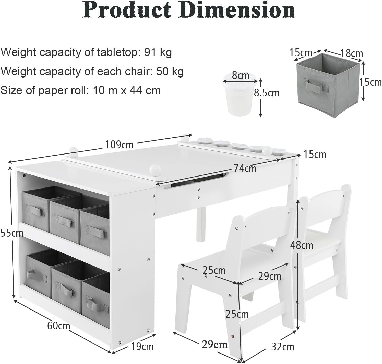 Kids 2-in-1 Lift-Top Art & Study Table Set with Storage, Paper Roll & Paint