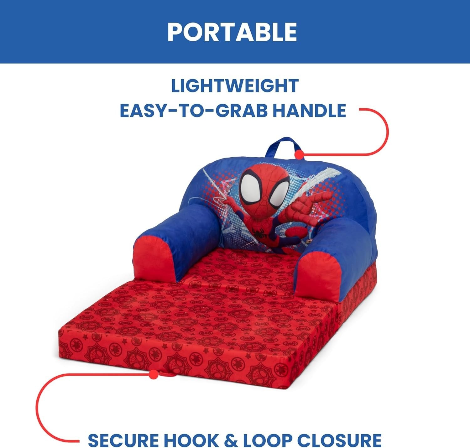 Kids Flip-Out Lounge Chair 2-in-1 Sleeper with Foam Comfort, Lightweight.