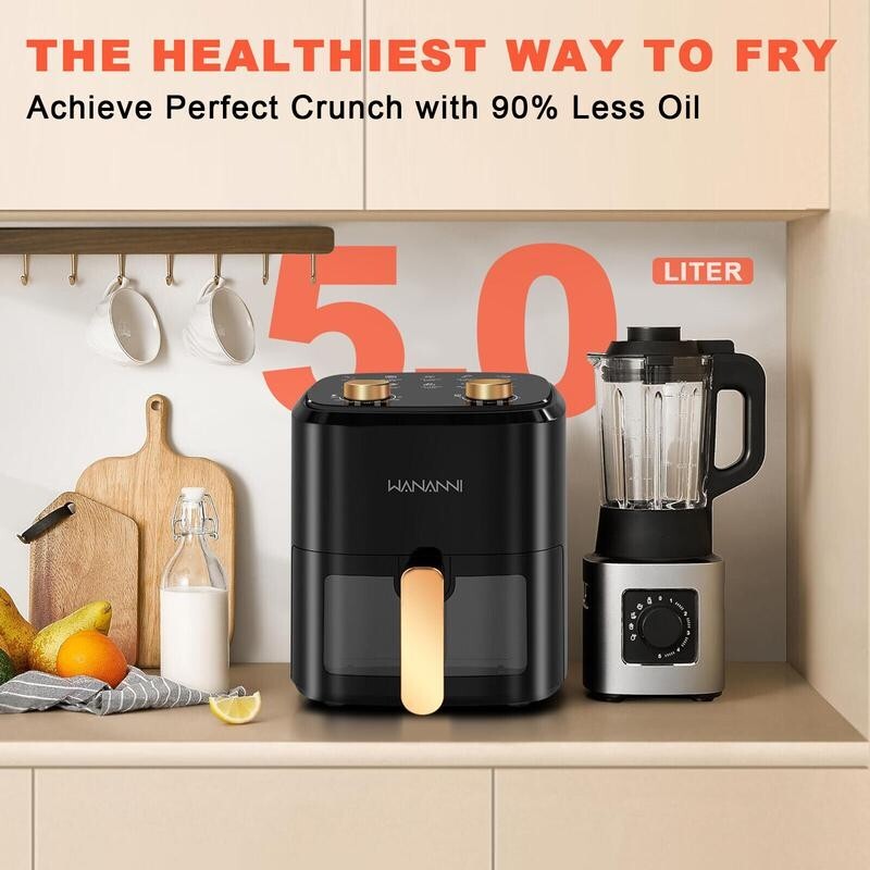 5L Air Fryer Window 1400W Oil-Free Compact Cooker Easy Clean Family Size