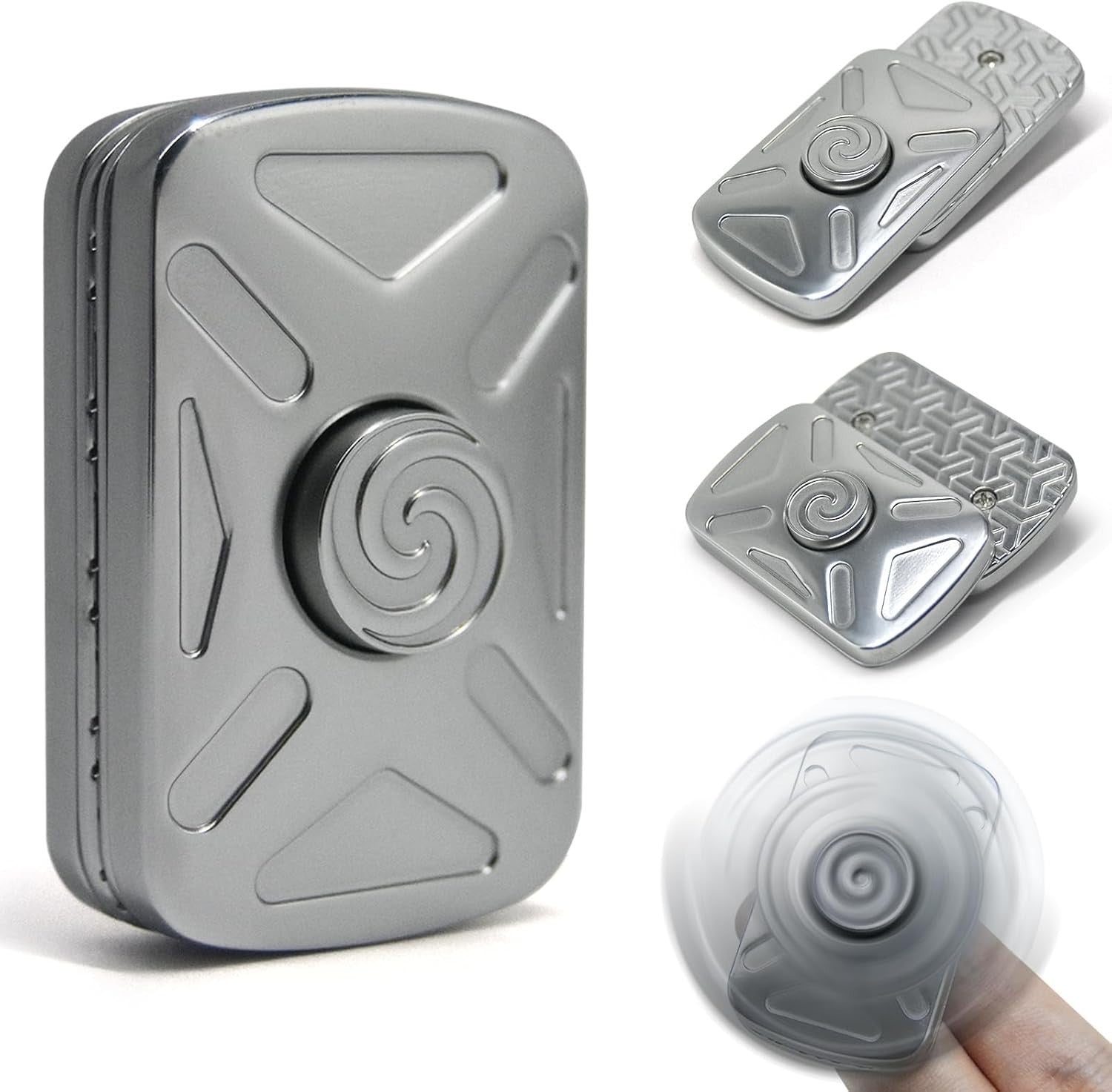 2-in-1 Metal Fidget Slider Spinner Click Stress Relief Pocket EDC Toy