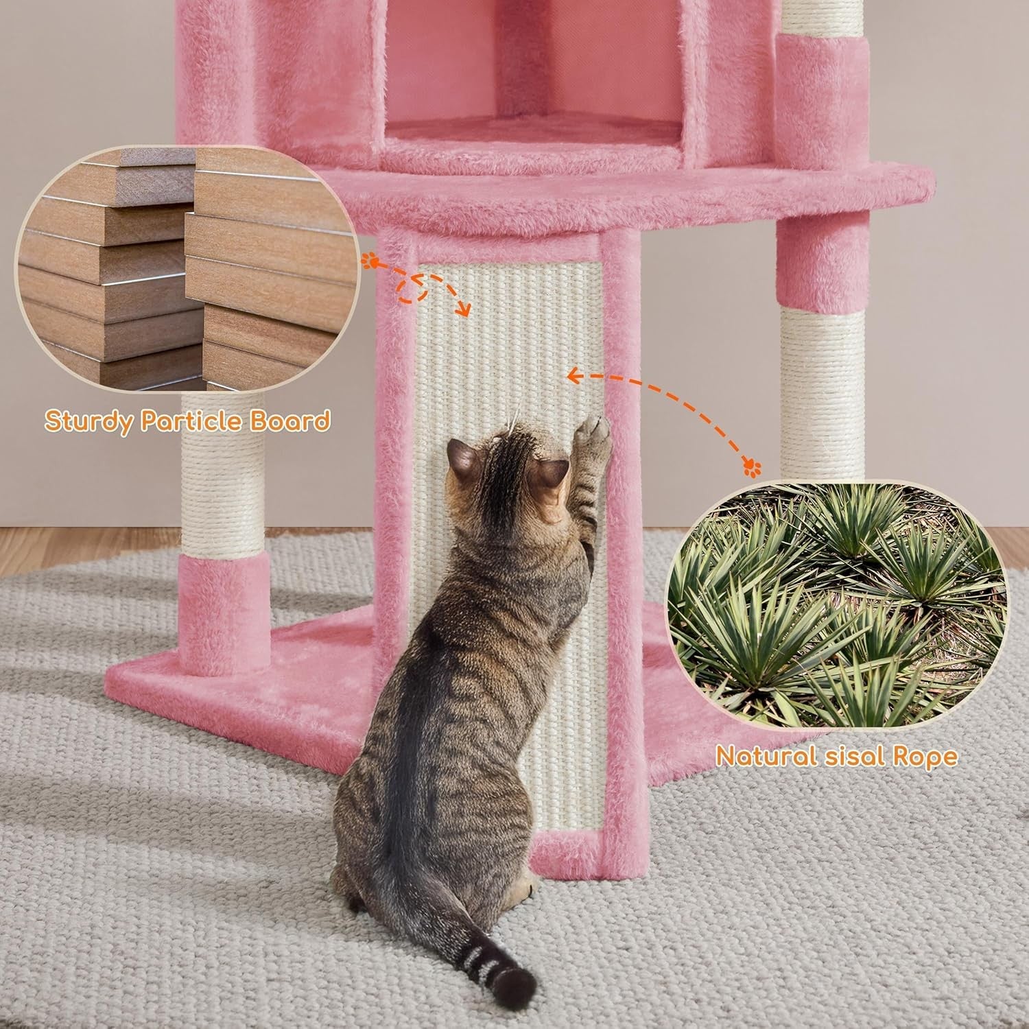 Cat Tree 107cm Climbing Tower Scratching Posts Condo Basket Indoor Cats