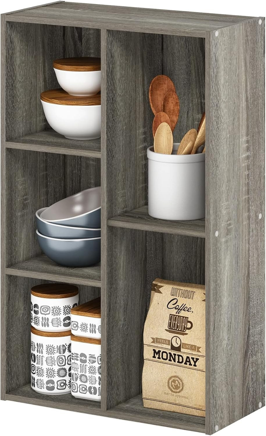 5 Cube No Tool Bookcase Storage Open Shelf Compact Design Organizer French Oak