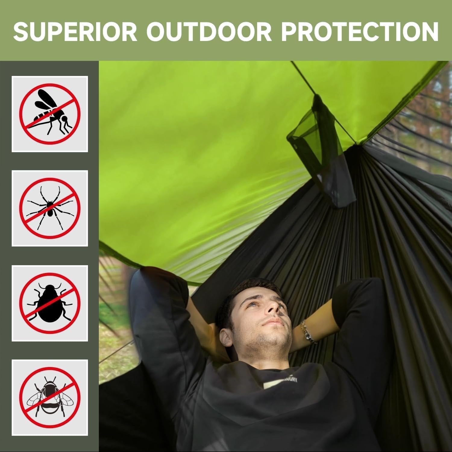 Outdoor Camping Hammock with Mosquito Net & Sunshade | 290x140CM Travel Bed
