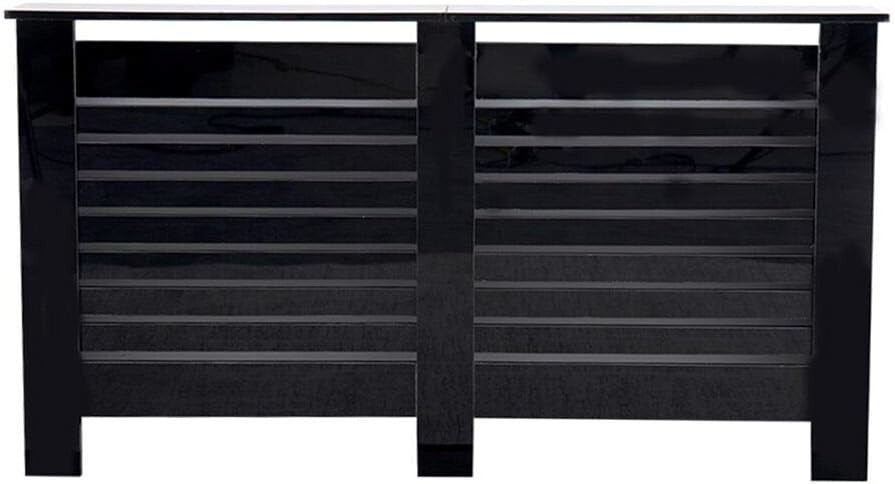 Black High Gloss Radiator Cover MDF Cabinet | Large Modern Decorative Guard