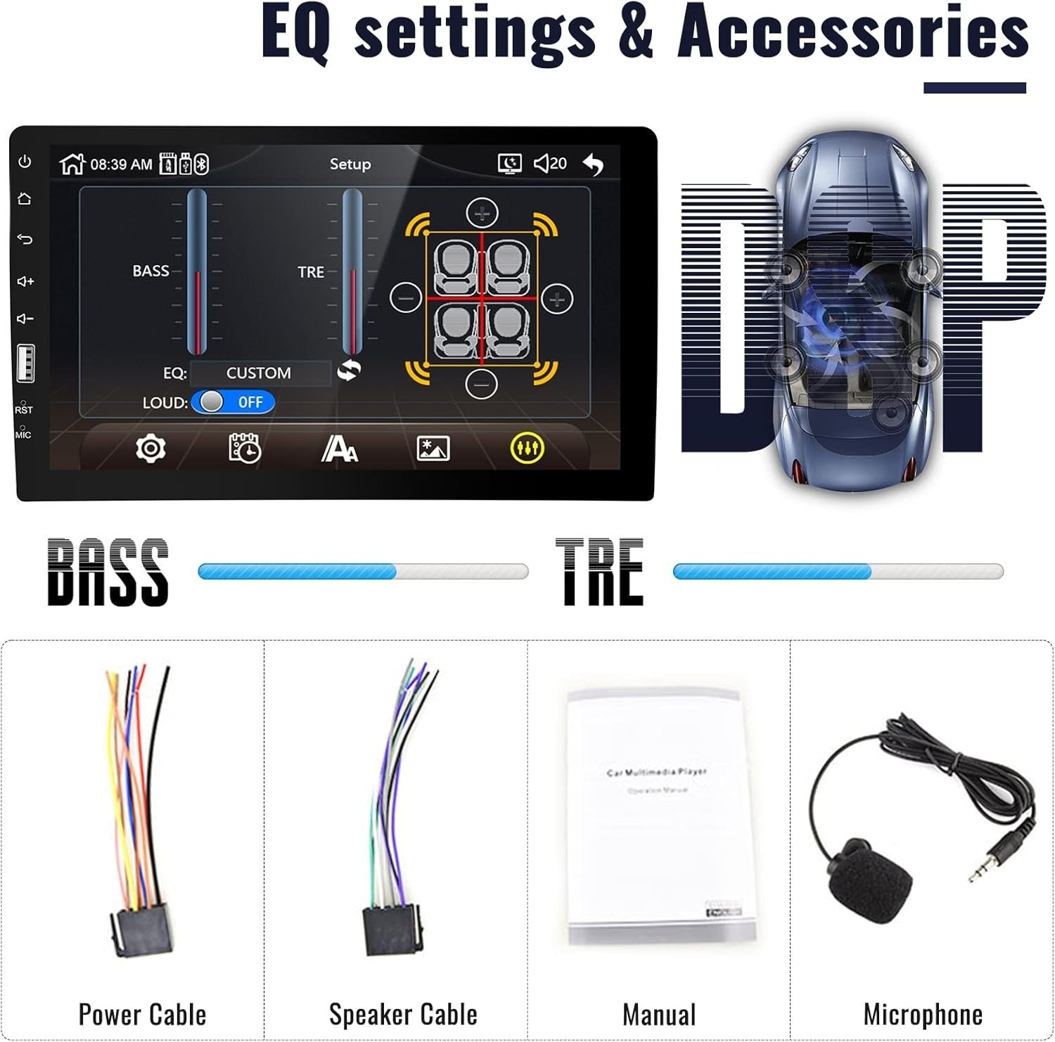 9" Single Din Car Stereo Wired CarPlay Android Auto Bluetooth FM AM