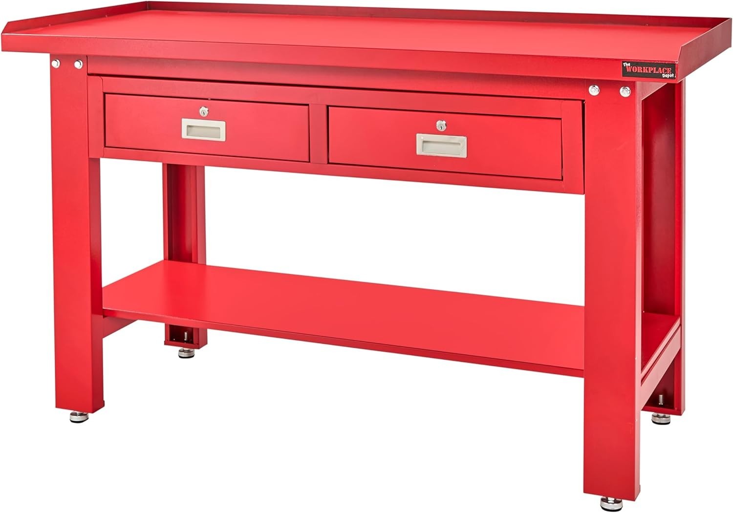 Heavy Duty Steel Workbench with Lockable Drawers Shelf Adjustable Feet 1500mm