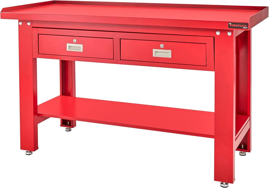 Heavy Duty Steel Workbench with Lockable Drawers Shelf Adjustable Feet 1500mm