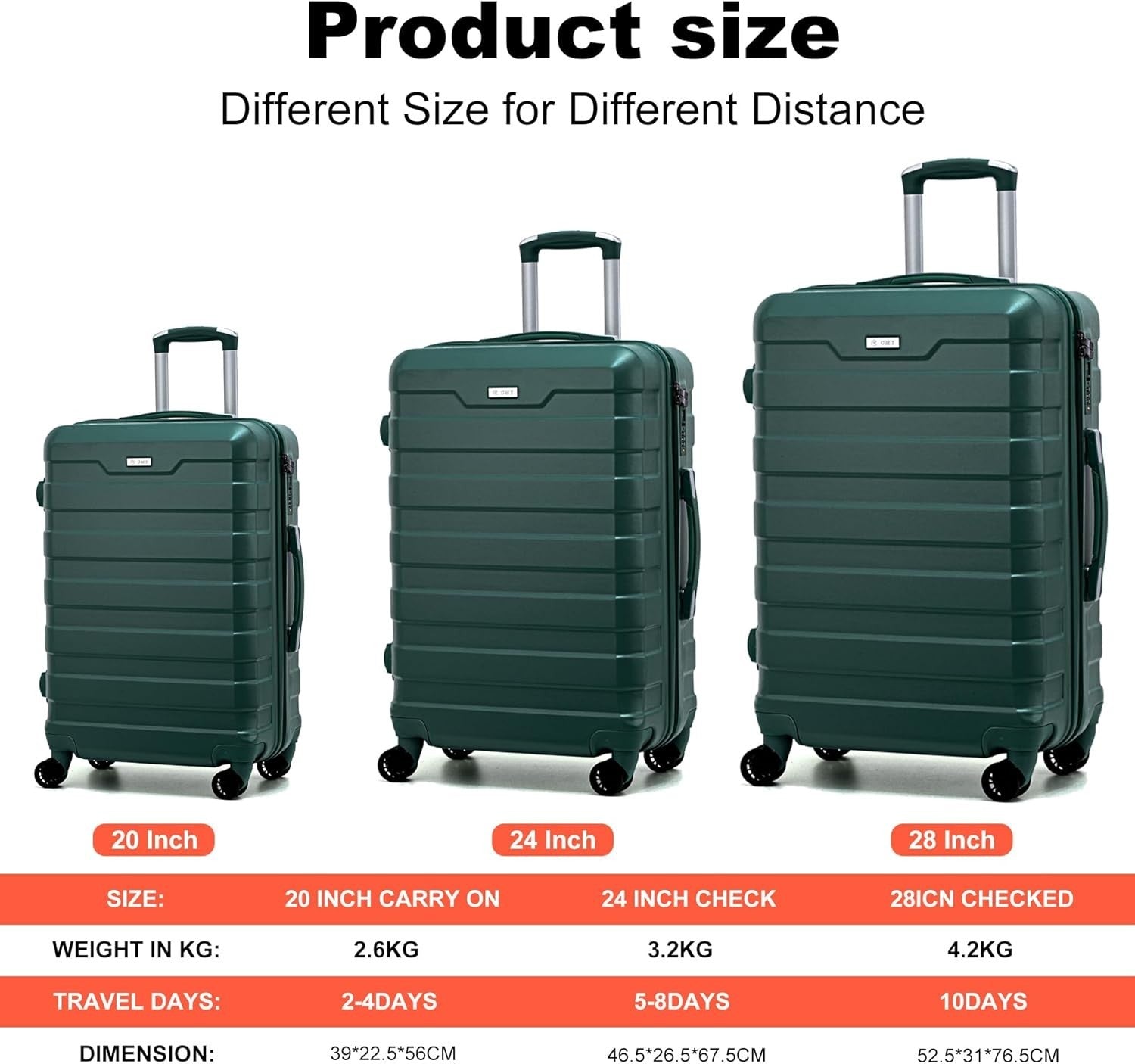 Carry On Luggage 20” Lightweight Hard Shell TSA Lock 4 Spinner Wheels