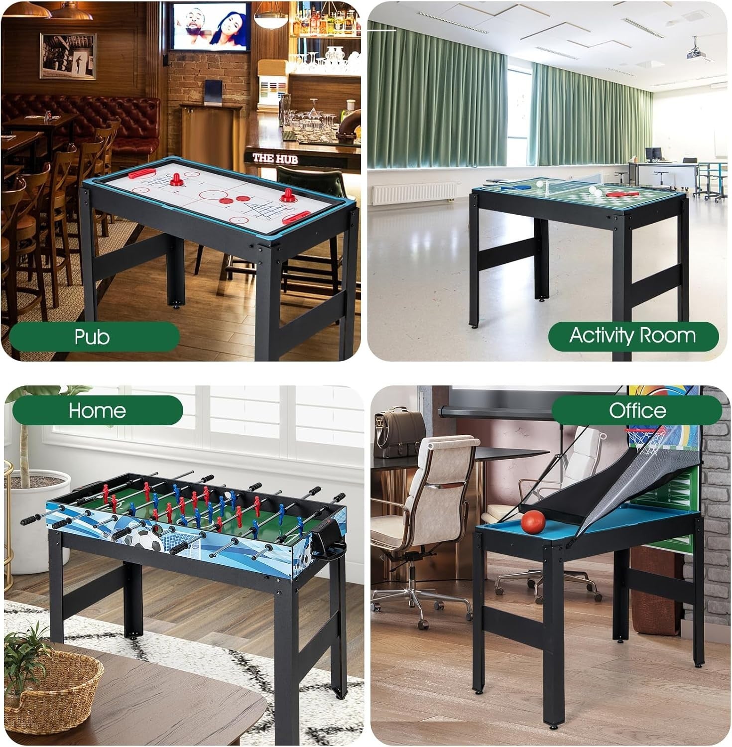 14 in 1 Multi Game Table Air Hockey Pool Foosball Tennis Arcade Set