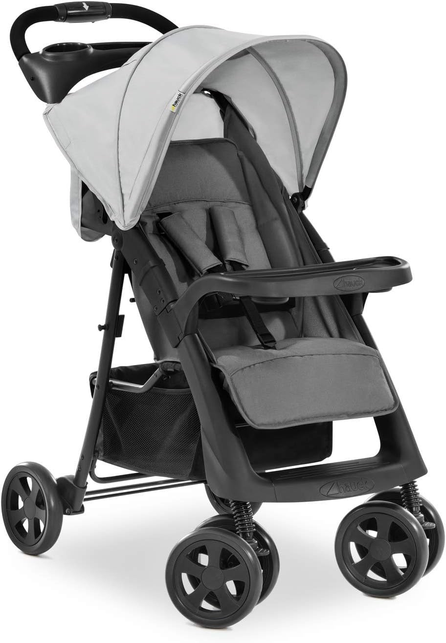 Lightweight Pushchair Compact Fold Reclining Seat Snack Tray 0-22kg Grey