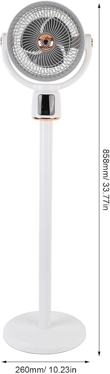 Oscillating White Standing Fan – 360° Air Circulation Remote Cooling for Bedroom