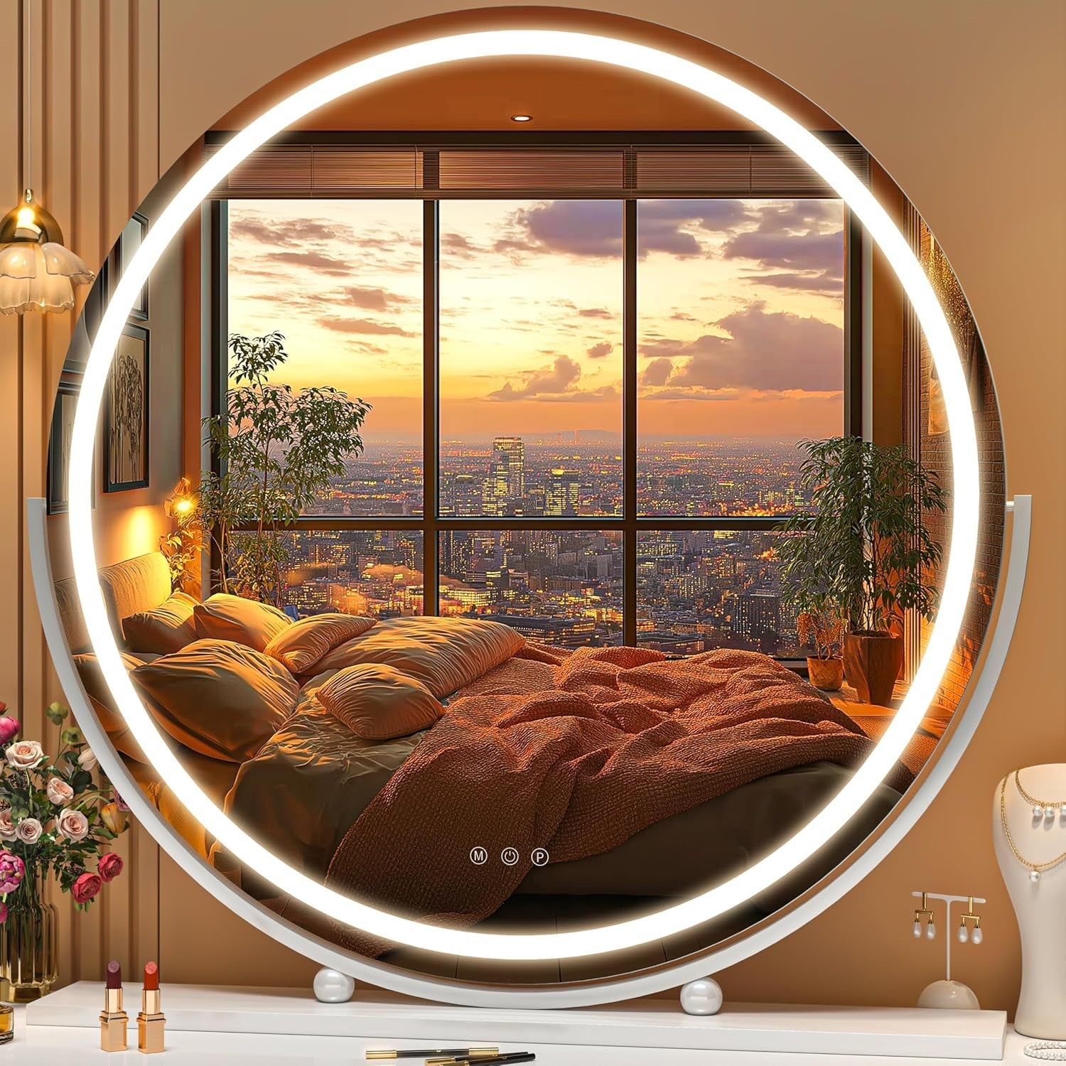 LED Vanity Mirror 70x70cm with Dimmable Lights & Smart Touch Control