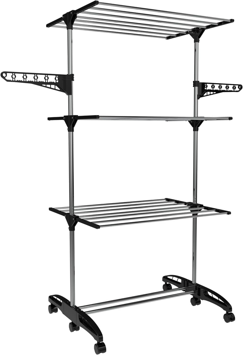 4 Tier Clothes Airer Stainless Steel Folding Laundry Drying Rack Shoe Shelf
