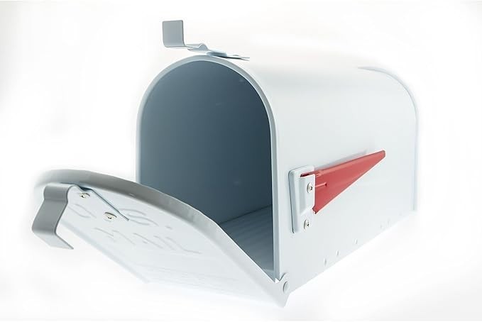 Lockable Post Mount Mailbox White Steel Weatherproof Secure Drop Box Large Door