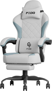 Reclining Office Gaming Chair with Footrest Ergonomic Fabric Grey
