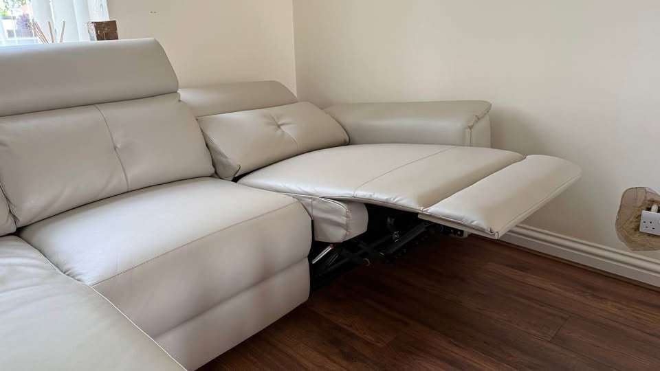 Ivory Leather Air Storage L-Shape Corner Sofa (PTP)
