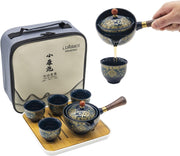 Portable Gongfu Tea Set Rotating Teapot Infuser Travel Tea Kit Blue