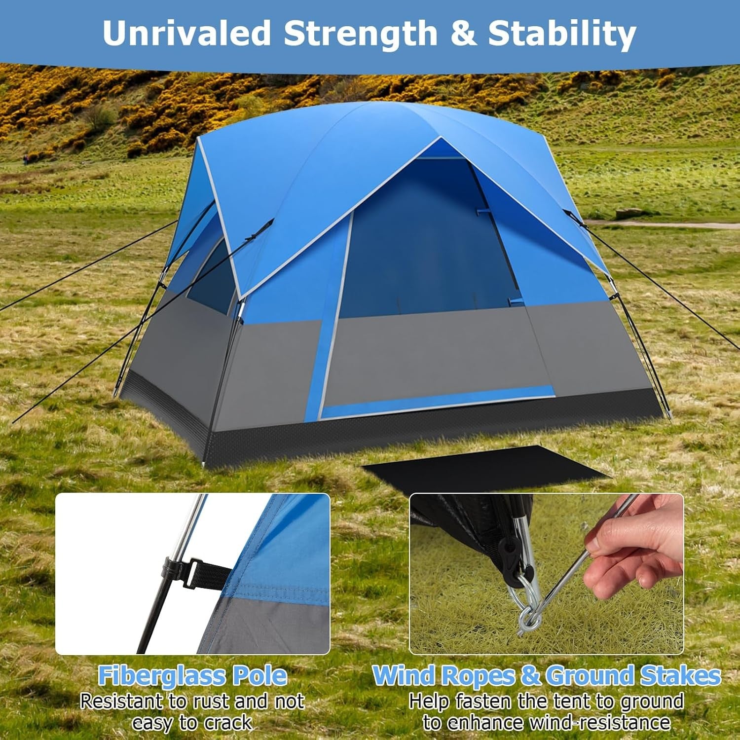 2-3 Person Waterproof Camping Tent Windproof Dome w/ Rainfly