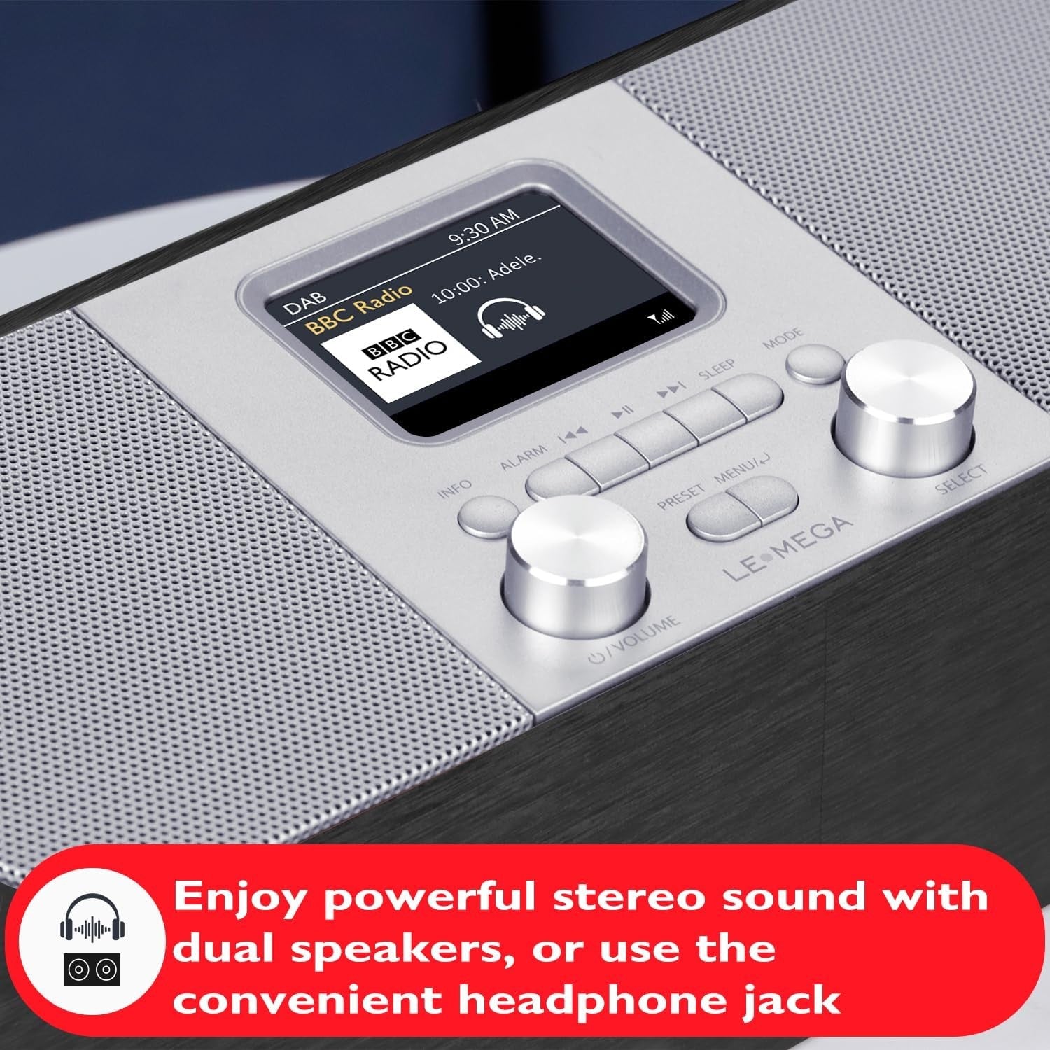 Anthracite DAB DAB+ FM Alarm Clock Bluetooth Stereo Bedside Radio Dual Alarm