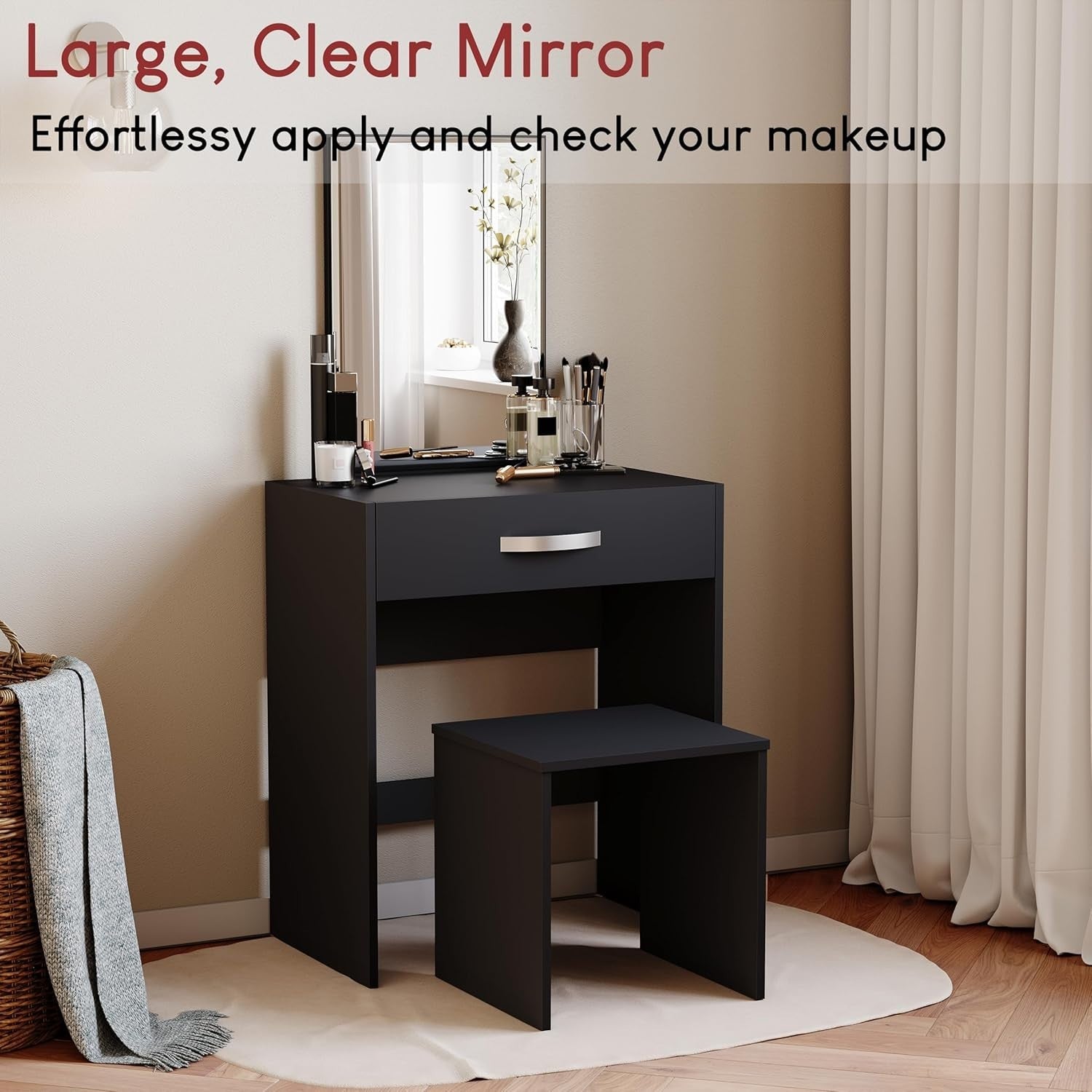 Black Storage Bench Modern Hallway Seat 1 Drawer Entryway Chest Unit
