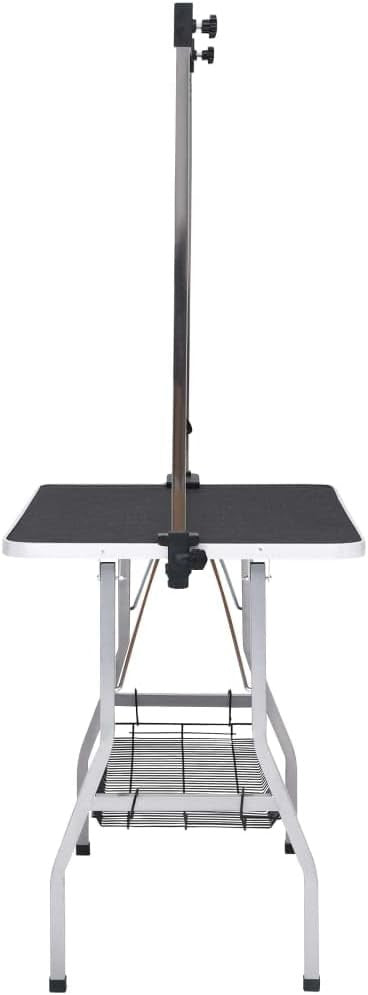 Adjustable Dog Grooming Table Non Slip Foldable Steel Legs Storage Basket