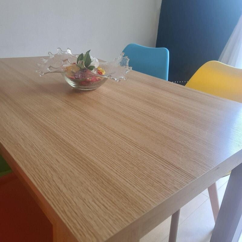 Dining Table Set with 4 Colour Chairs, Oak Effect MDF Kitchen Furniture