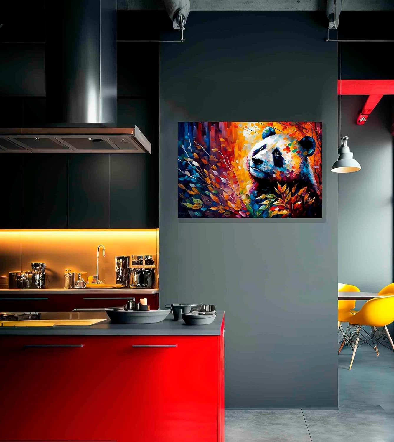 Large Panda Canvas Wall Art 76x50cm Colourful Framed Print