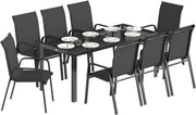 8 Seater Garden Dining Set Outdoor Patio Table with Stackable Chairs